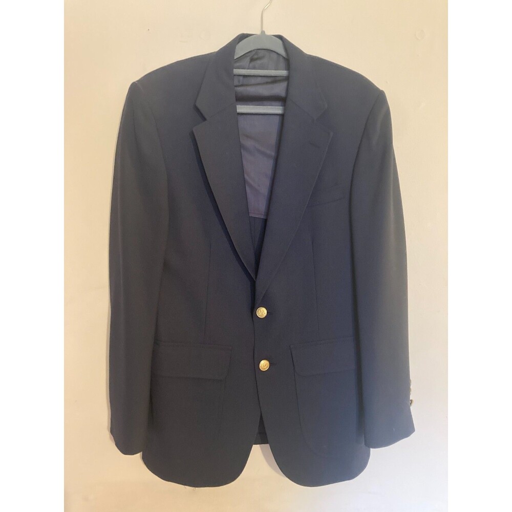 Vintage Mens Stafford Navy Blue Gold 2-Button Blazer Suit Jacket - size 42